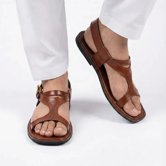 Handmade Mustard Brown Pure Leather Panjedar Chappal