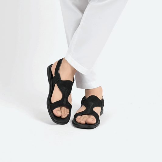Handmade Black Sabar Panjedar Chappal