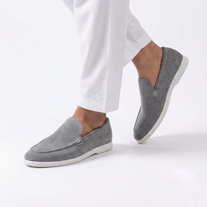 Premium Gray Calf Leather Penny Loafers for Men