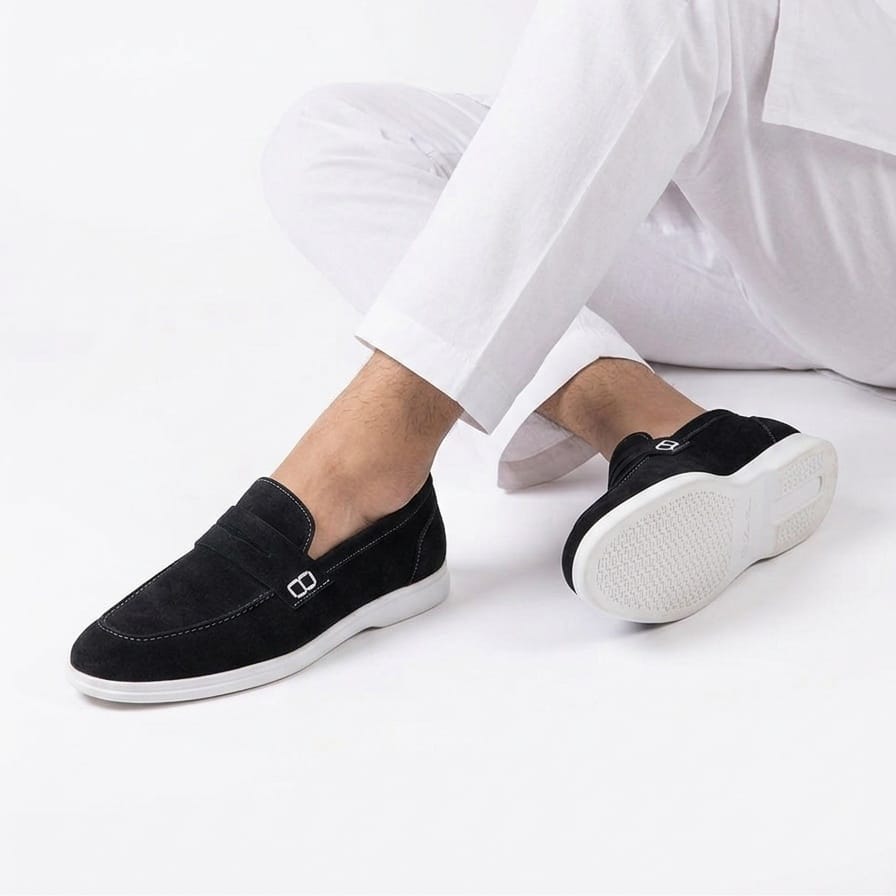 Premium Black Calf Leather Penny Loafers for Men