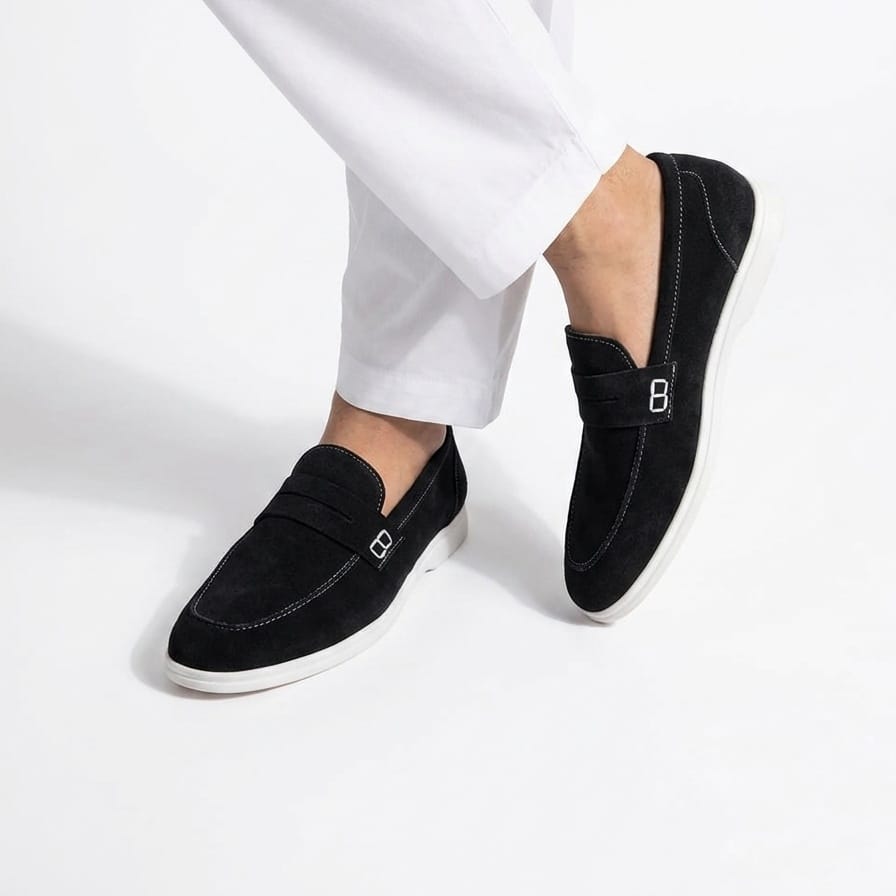 Premium Black Calf Leather Penny Loafers for Men