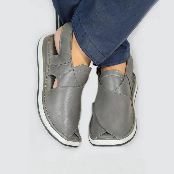 Grey Kaptaan Chappal – Pure Leather – Daji Special