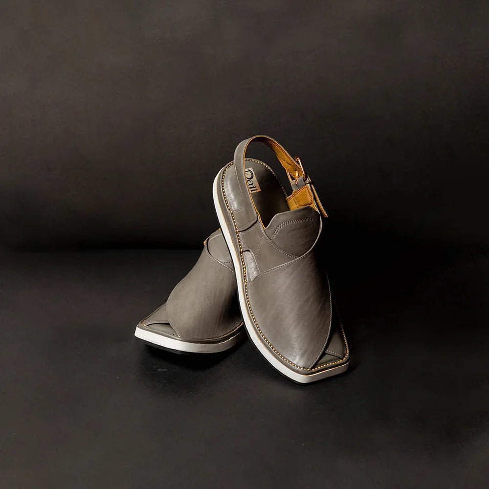 Grey Kaptaan Chappal – Pure Handmade – Daji Special - Daji Wear