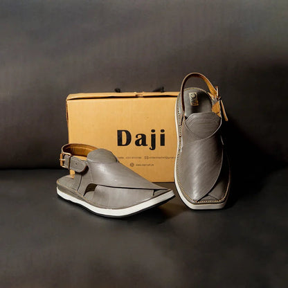 Grey Kaptaan Chappal – Pure Handmade – Daji Special - Daji Wear