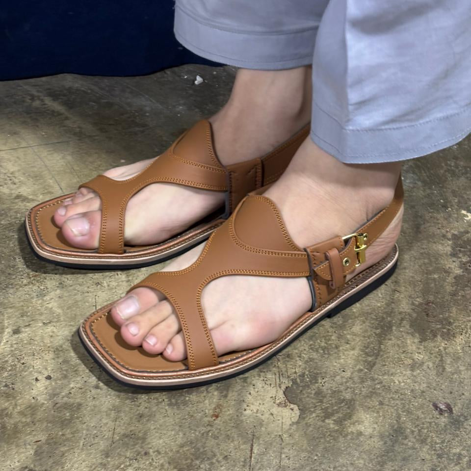 DajiWear Pure Leather Handmade Panjedar Peshawari Chappal