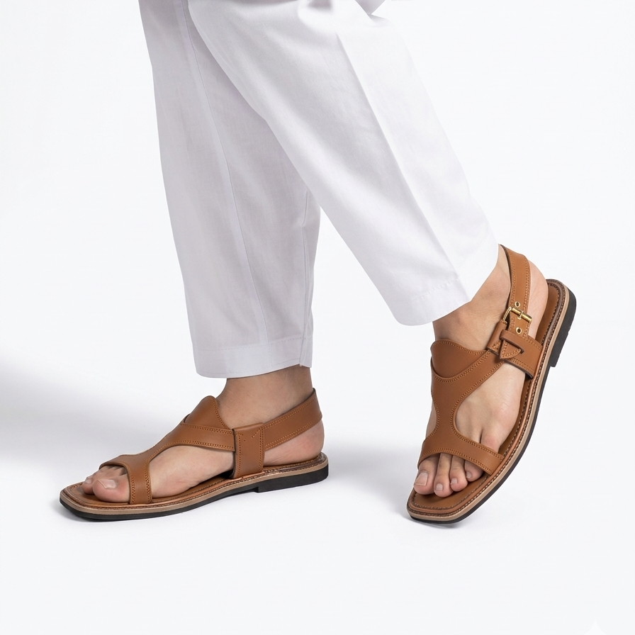 DajiWear Pure Leather Handmade Panjedar Peshawari Chappal