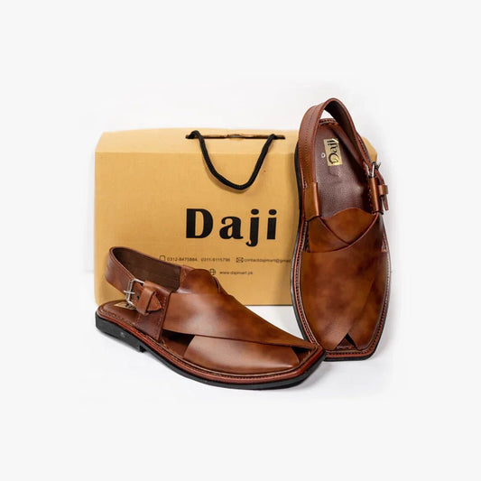 Daji Wear handmade Peshawari Chappal brown leather